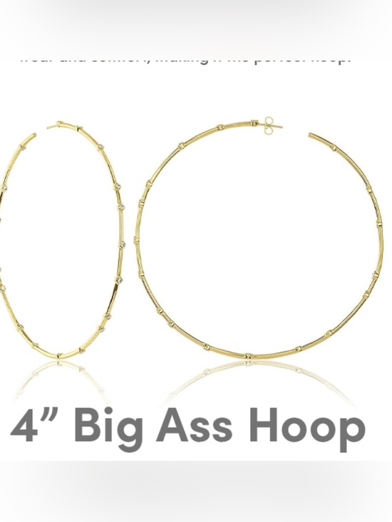 Melinda Maria Jewelry - Melinda Maria 4" Big Ass Gold Hoop Earrings Accented with Diamondish Beads